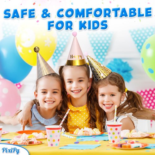 Kids Birthday Party Hats - 12 Pieces - Colorful Celebration Headwear for Fun Decoration & Memorable Parties