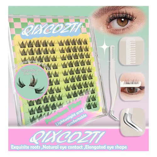 QIXCOZTI Lash Clusters Wispy Cluster Eyelash Extensions Individual Lashes Lash Extension DIY False Eyelashes Soft Comfortable Natural Eyelash Clusters with Thin Band((peacock tail)