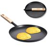 bodkar Frying Pan Skillet 8-inch Flat Griddle Pan, Lightweight Grill Pan with Wooden Handle for Camping Indoor Outdoor Cooking