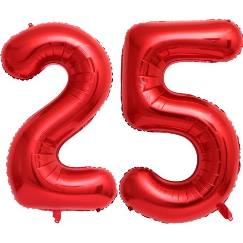 40 Inch Red 25 Number Balloons Giant Jumbo Huge 25 or 52 Foil Mylar Helium Number Digital Balloons Red Birthday Mylar Digital Balloons 25 Birthday Party 25th Anniversary Events Party Decorations