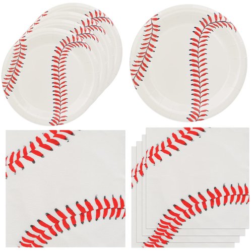SNIMICS 40PCS Baseball Party Decorations,Baseball Plates,Baseball Napkins for Baseball Birthday Party Supplies Baseball Fans Boys Baby Shower(2-Baseball)