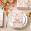 Yeaqee 200 Pcs Easter Napkins Spring Rabbit Ear Flower Paper Guest Towels 2 Ply Decorative Easter Napkins Disposable Bathroom Napkins Disposable Hand Towel for Kitchen Party