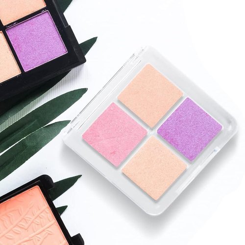 AKOAK 2 Pcs Empty Makeup Board, Lipstick Palette, Refillable Eyeshadow Storage Box, 4 Grids Eyeshadow Lipstick Tray, Plastic Clear Makeup Tray, DIY Makeup Foundation Blush Eyebrow Powder Container