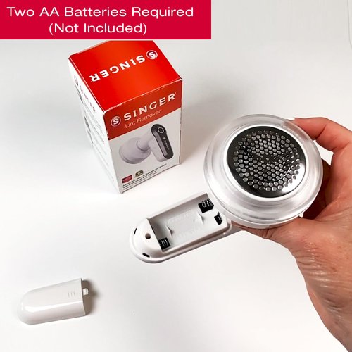 SINGER Compact Fabric Shaver and Lint Remover | Portable, Battery Operated Device with 3 Stainless Steel Blades & Detachable Lint Catcher