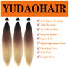 Pre Stretched Braiding Hair 26 Inch Ombre Brown Braiding Hair Extensions Hot Water Setting Crochet Box Braids Hair (26 Inch (Pack of 3), Black-Dark Brown-Brown)
