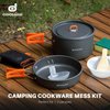 Odoland 9pcs Camping Cookware Non-Stick Lightweight Camping Pots and Pans Set with Plastic Bowls Soup Spoon for Camping, Backpacking, Outdoor Cooking and Picnic