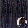 CANREVEL 2 Pack 3.3x8.2 Feet Laser Black Foil Fringe Backdrop Curtains, Tinsel Streamers Birthday Party Decorations, Fringe Backdrop for Graduation, Halloween, Happy New Year, Disco Party