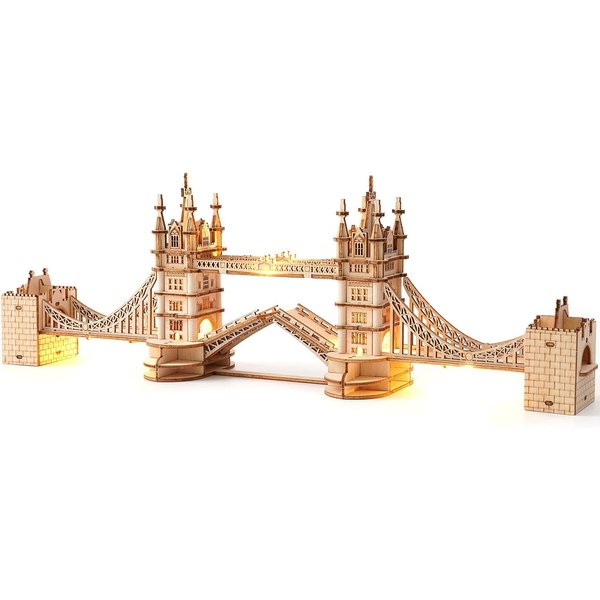 Rolife 3D Wooden Puzzles DIY London Tower Bridge Craft Model Kits for Adults to Build Birthday Gfit for Friends and Family