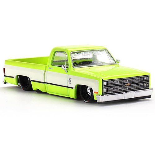 Chevy KAIDO V1 Pickup Truck Flo Yellow and White (Designed by Jun Imai) Kaido House Special 1/64 Diecast Model Car by True Scale Miniatures KHMG112