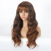 Sibeth Long Brown Wig with Bangs 26 inches Long Wavy Synthetic Hair Wigs Deep Brown Curly Wig Natural Looking Bangs Heat-Resistant for Women Daily Party Cosplay Use (With Bangs, 4T30)