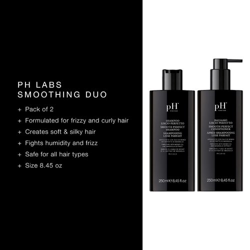 pH Labs Smoothing Duo - Anti-Frizz Shampoo and Conditioner Set for Curly, Wavy, and Dry Hair | Hydrating, Sulfate-Free Formula for Soft, Healthy, and Manageable Locks