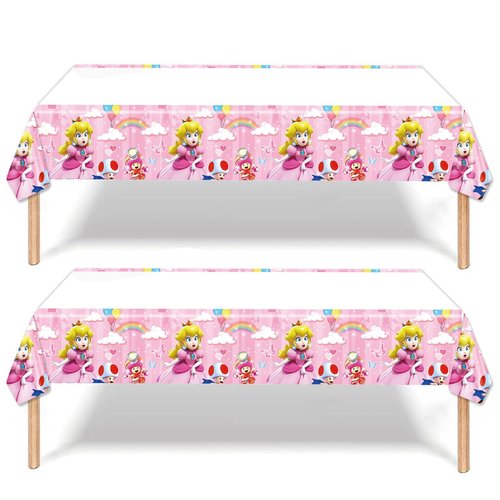 GYSIXGAOSU 2Pack Princess Peach Tablecloth Disposable Tablecover Birthday Party Supplies and Deco...