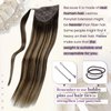 LaaVoo Hair Extensions Ponytail Real Human Hair Balayage Brown Fading to Caramel Blonde Highlights Human Hair Ponytail Extensions Ombre 18 Inch Clip in Hair Extensions Ponytail Straight 80g