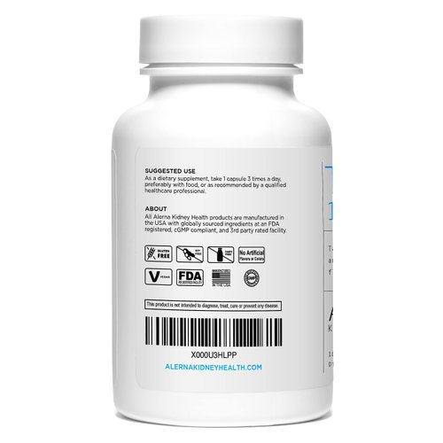 Alerna Kidney Health Tart Cherry Extract 1200 mg, 100 Vegetarian Capsules - Gluten Free, Non-GMO