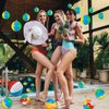 Hungdao 72 Pcs Mini Beach Ball Decoration Rainbow Small Beach Ball with Hanging Rope and Hooks Inflatable Pool Ball Blow up Sport Ball Toy for Water Games Summer Hawaiian Party Ornament