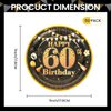 LDFDRT Party Paper Plates 60th Birthday Decorations 50 Pcs 7" Black Gold Birthday Plates Tableware Set Happy Birthday Party Supplies