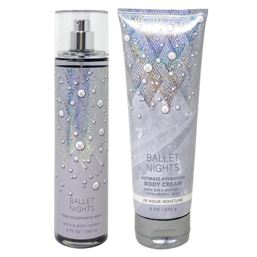 Generic Bath and Body Work BALLET NIGHTS Duo Set - Fragrance Mist and Body Cream - Full Size, grey