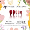 Y2K Press on Nails Medium Almond MABKJLF French Tip Fake Nails Wine Red Full Cover Red Star False Nails with Designs Glossy Glue on Nails Acrylic Nails Manicure Artificial Nails for Women Girls 24Pcs