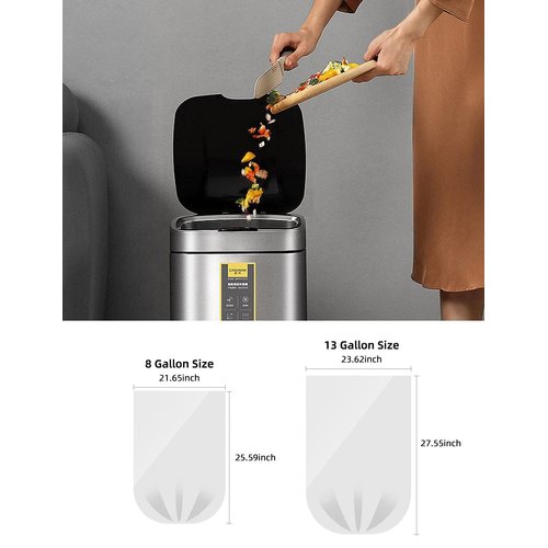 Waikas 8 Gallon Trash Bags, 40 Counts, Flag Garbage Bags with No Flaps and No Ties, 55 * 65cm, 7g/pcs,Unscented, Black