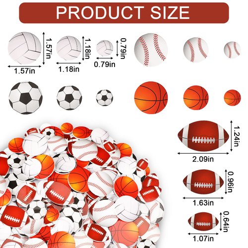 JULBEAR 300Pcs Foam Sports Stickers for Kids Self-Adhesive Stickers Including Basketball Football Soccer Volleyball Sports Party Favors for Kids Arts Crafts Decoration Supplies
