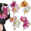 4Pcs Phalaenopsis Butterfly Orchid Hair Accessories - Pink Hawaiian Moth Flower Clips, French Floral Hair Barrettes for Women, Summer Claw Clips