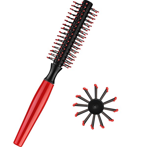 Boao Hair Brush, 8 Row Quiff Roller Mini Round Hair Brush Anti-Static Round Hairbrush Non-Slip Circle Hairbrush for Blow Drying, Pink