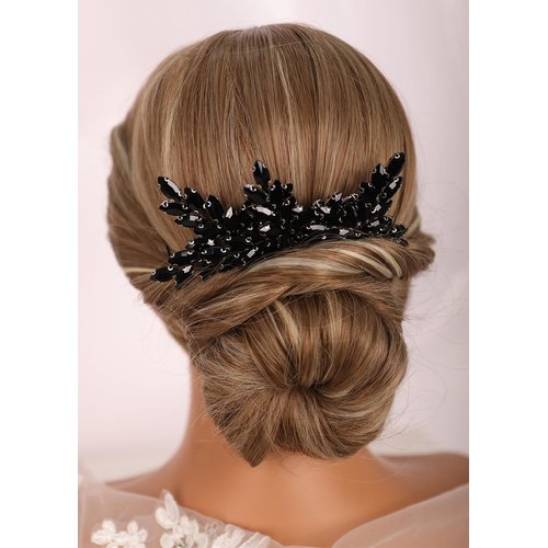 Kercisbeauty 3pcs Vintage Black Beads Hair Pins for Wedding Brides Women Girls Handmade Dainty Hair Piece Jewelry