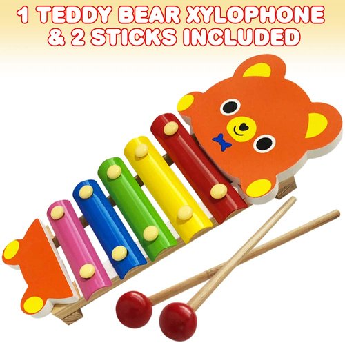 ArtCreativity Teddy Bear Xylophone, 1PC, Fun Musical Instruments for Kids, Colorful Xylophone Music Toy with 2 Sticks, Development Learning Toys for Boys and Girls, Great Birthday Gift Idea