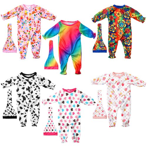 Fourluoo 6 Sets Baby Dolls Clothes 18 Inch Reborn Baby Doll Outfit Accessories Jumpsuits with Hats for Baby Shower Game Gifts, Fit Doll Baby Doll Boys Girls