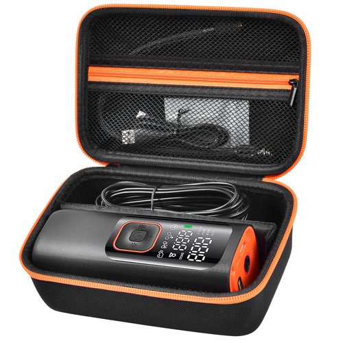 Case Compatible with Skight/for VacLife/for Hafuloky/for ILTIDE/for Teffim/for UABRLA Tire Inflator Portable Air Compressor, Car Air Pump Storage Holder for Air Tube & Accessories (Box Only) - Black