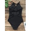 CUPSHE Women's One Piece Swimsuit Tummy Control Cutout High Neck Bathing Suit, L Black