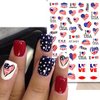 8 Sheets 4th of July Nail Art Stickers Red Blue White 3D Self-Adhesive Nail Decals American Flag Designs Nail Decoration Independence Day Nail Stickers Holiday DIY Nail Accessories for Women