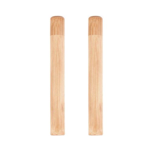 2 Pcs Eco-friendly Healthy Natural Bamboo Toothbrush Storage Empty Portable Reusable Toothbrush Container Holder Personal Cleaning Tools Case Tube for Travel Trip