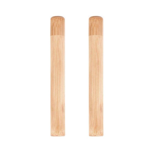 2 Pcs Eco-friendly Healthy Natural Bamboo Toothbrush Storage Empty Portable Reusable Toothbrush Container Holder Personal Cleaning Tools Case Tube for Travel Trip