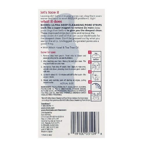 Biore Ultra Deep Cleansing Pore Strips, 6 Count (Pack of 4)