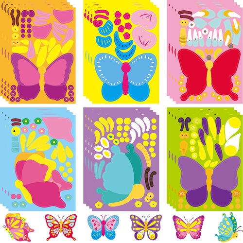 Make Your Own Butterfly Stickers Spring Crafts Make a Face Sicker for Kids DIY Arts Party Favors 24Pcs