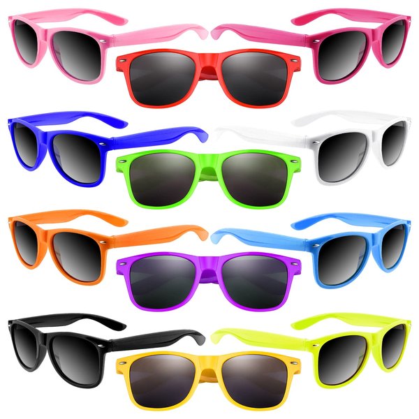 MIAHART 48 Pieces Kids Sunglasses Bulk for Boys and Girls Glasses Party Favors for Summer Beach Pool Party Carnival Prizes Birthday Party Supplies, 12 Neon Colors