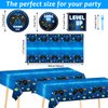 gisgfim Video Game Party Supplies Tableware Set for 24 Guests Gaming Party Birthday Plates Blue Gamer Party Decorations Includes Plates, Napkins, Tablecloths