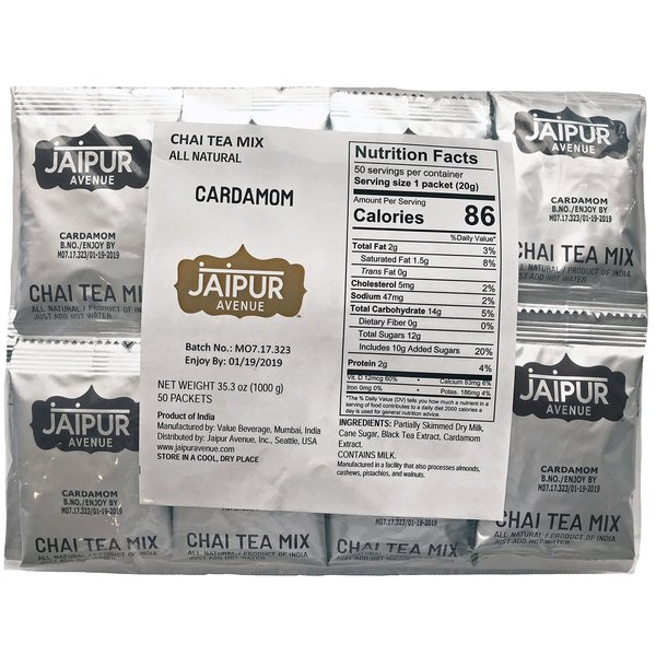 Jaipur Avenue Chai Tea Mix Cardamom (50-Count Bag)