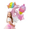 Ice Cream Birthday Decorations, 5 Pcs Dokuna Ice Cream Balloons 6th Birthday Decorations for Girls, Giant Number 6 Foil Mylar Balloon, 6 Years Old Ice Cream Theme Birthday Party Supplies Decor (6th)