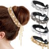 Dilunave 4 Pack Rhinestone Hair Bun Accessories Hair Styling Clips Birds Nest Hair Clip Glitter Bun Cover Claw Hair Clips for Buns Ponytail Holder Hair Accessories for Women