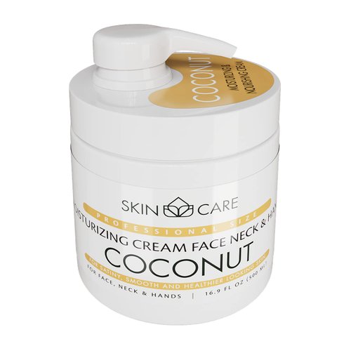 Skin Care 3-in-1 Coconut Oil Moisturizing Cream for Face, Neck and Hands - Delicate and Easily Absorbed Daily Cream for All Skin Types - 16.9 fl. oz.