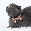 Blueberry Pet Timeless Navy Blue Breakaway Adjustable Chic Fish Print Handmade Bow Tie Cat Collar with European Crystal Bead on Fish Charm, Neck 9"-13", Bow 3" * 2"