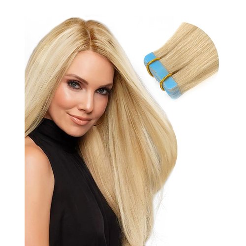Missme Tape In Hair Extension Human Hair,14ins 20pieces 40g Tape On Hair Extensions 100% Real Remy Human Bleach Blonde Hair For Women