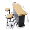 Dollhouse Furniture Metal Bar Table & Chair with Wood Top Pub Set 1:12 Scale Miniature Accessories Bar Counter Stool Mini Dining Coffee Table Model Layout Props Desktop Decor