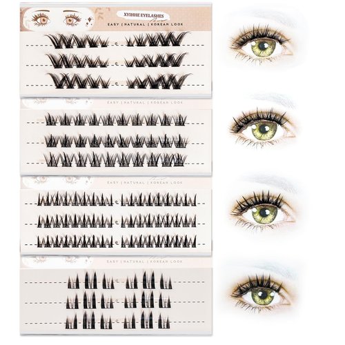 Natural Lash Clusters Wispy Eyelash Clusters C Curl Left&Right Cluster Eyelashes Extensions 132pcs Cluster Lashes DIY Individual Lash Extension Thin Band Cat Eye Lashes
