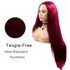 Red Wig for Women Long Burgundy Silky Straight Soft Heat Resistant Lace Front Wigs with Baby Hair Fashion Glueless Natural Hairline Synthetic Hair Wig Halloween Cosplay Costume Wig 24 Inches