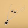 Denifery Bridal Necklace Earrings Set Crystal Wedding Jewelry Set Heart Pendant Choker Earrings Rhinestone Choker Necklace for Women (Black)