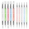 10PCS Nail Art Gel Carving Pen Acrylic Nail Dotting Pen Rhinestone Handle Double-Ended Silicone Nail Art Pen Brushes for Design Nail Foil Carving Drawing and 3D Effect Shaping Drawing Dotting Tools
