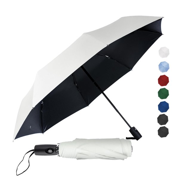 ALFROTEY Compact Travel Umbrella for Rain Portable Automatic Open and Close Windproof Sun Umbrella UV Protection Lightweight Small Folding Car Umbrella for Women and Men (Beige, L)